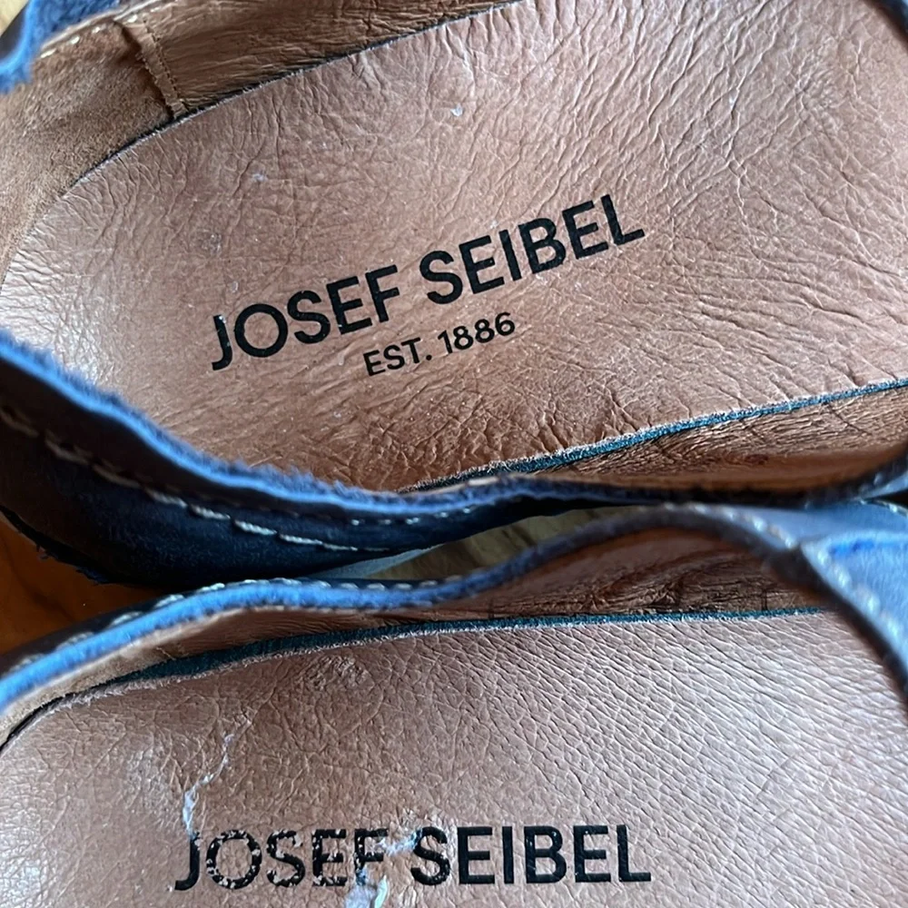 Josef Seibel Fergey blue Mary Jane Leather Flats Shoes loafers Size 37 7 US EUC